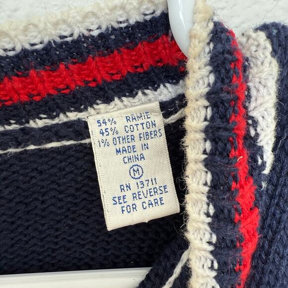 Vintage 90s American Flag Patriotic Sweater Nautical Medium Red White Blue - Picture 5 of 7